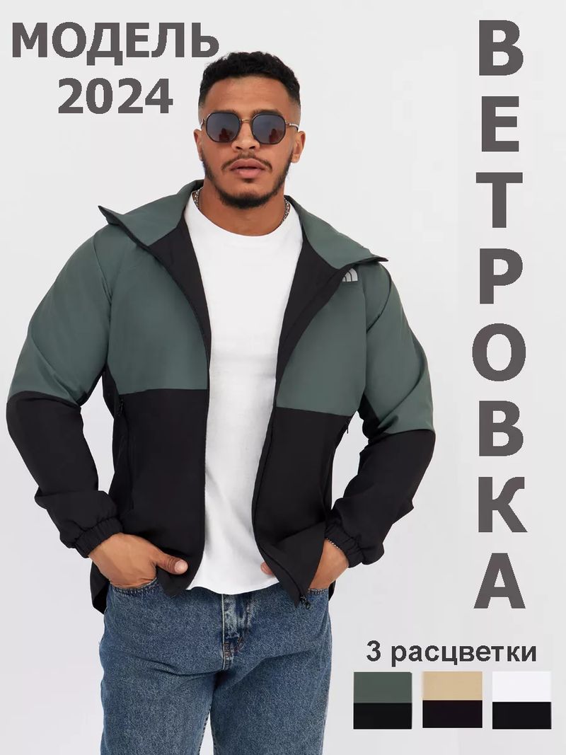 Ветровка TNF демисезонная без утеплителя с капюшоном 226084836